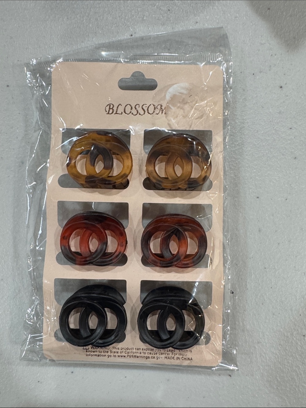 6-Pair Resin Hoop Earring Set - Amber, Red, Black